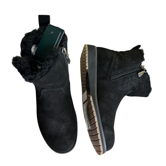 EMU Australia Beach Mini Leather Merino Wool Lining Boots Black Women's 5 NWB - Picture 6 of 14